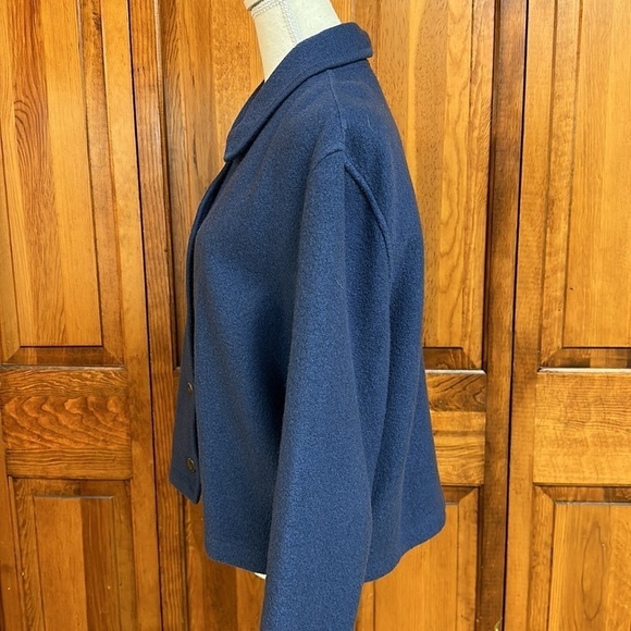 J. Jill Ltd. Vintage Worsted Wool Blue Button-down Boxy Fit Lagenlook Jacket M - Picture 2 of 9